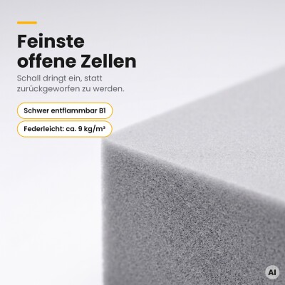 Basotect® Absorber 100x50 cm lichtgrau, 5 cm, EcoBalanced G+