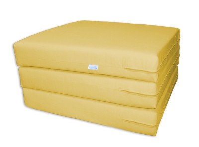G&auml;stebettmatratze, 3-teilige Faltmatratze, Klappmatratze im Ma&szlig; 195 x 65 x 10cm mit Baumwollbezug gelb