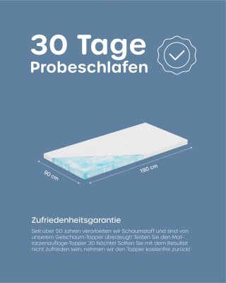 SW Bedding Gelschaum Topper Matratzenauflage 7cm Bezug SANcare 90 x 190 cm