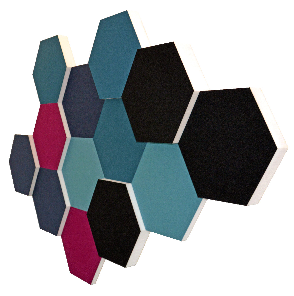 Akustikschaumstoff Basotect® weiß Hexagon selbstklebend mit Akustik-W