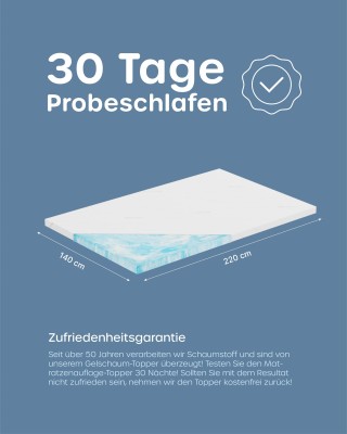 SW Bedding Gelschaum Topper Matratzenauflage 7cm Bezug SANcare 140 x 220 cm