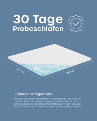 SW Bedding Gelschaum Topper Matratzenauflage 7cm Bezug SANcare 200 x 220 cm