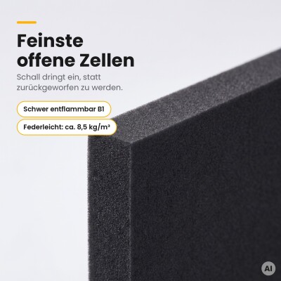 Basotect® Absorber 100x50 cm schwarz, EcoBalanced Dark