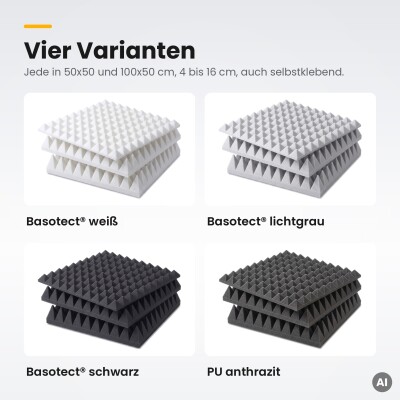 Basotect® Pyramidenschaumstoff lichtgrau, EcoBalanced G+
