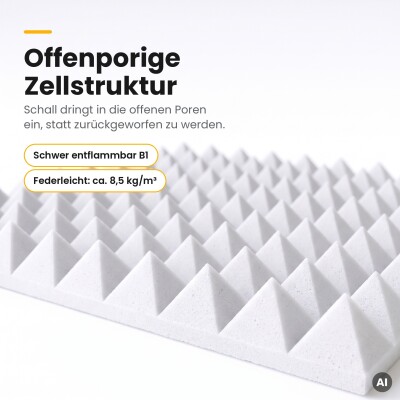 Basotect® Pyramidenschaumstoff weiß, EcoBalanced B