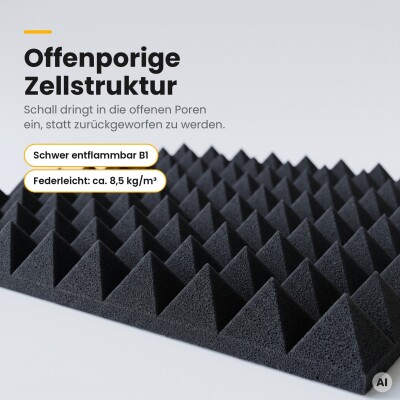 Basotect® Pyramidenschaumstoff schwarz, EcoBalanced Dark