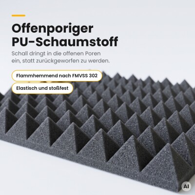 PU-Pyramidenschaumstoff anthrazit, flammhemmend