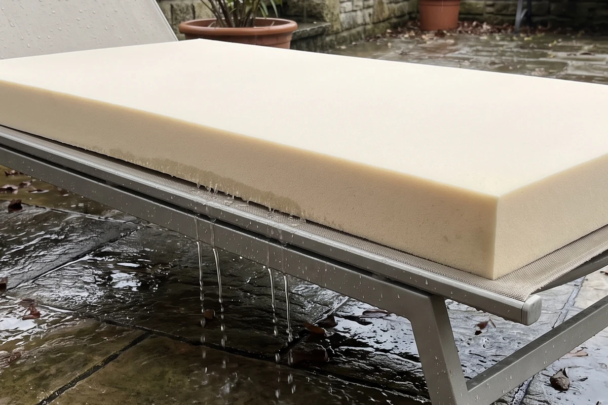 Junge Frau entspannt auf einer selbst gepolsterten Palettenlounge auf ihrem Balkon